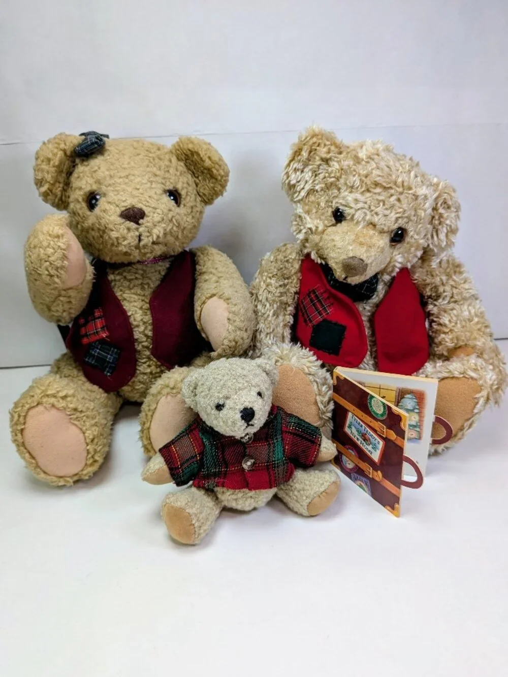 Vintage Teddy Bear Plush Lot of 3 Hallmark Tyler Teddy Geppeddo Fiesta Christmas
